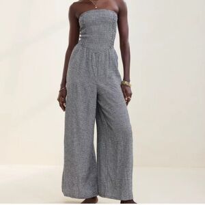 Aerie Jumpsuit Wide Leg Large Cottage Core Gingham Boho
